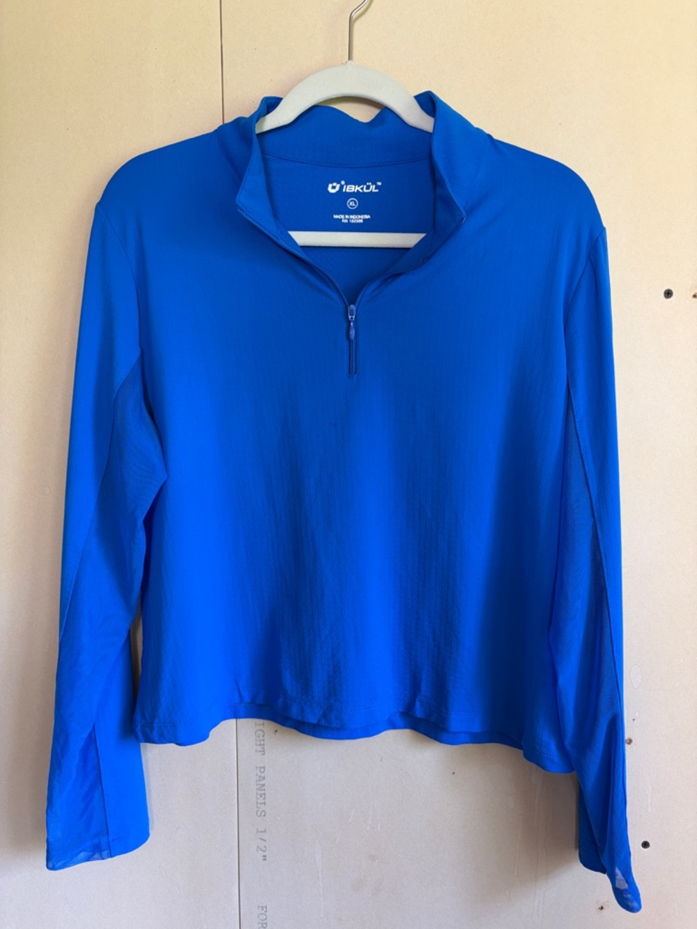 IBKUL Women's Bright Blue Long-Sleeve Quarter Zip Performance Top